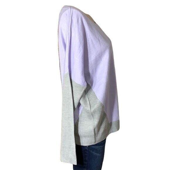 Apt 9 Womens Sweater Relaxed Fit Colorblock Pullover Lavender Gray Large - Picture 6 of 9